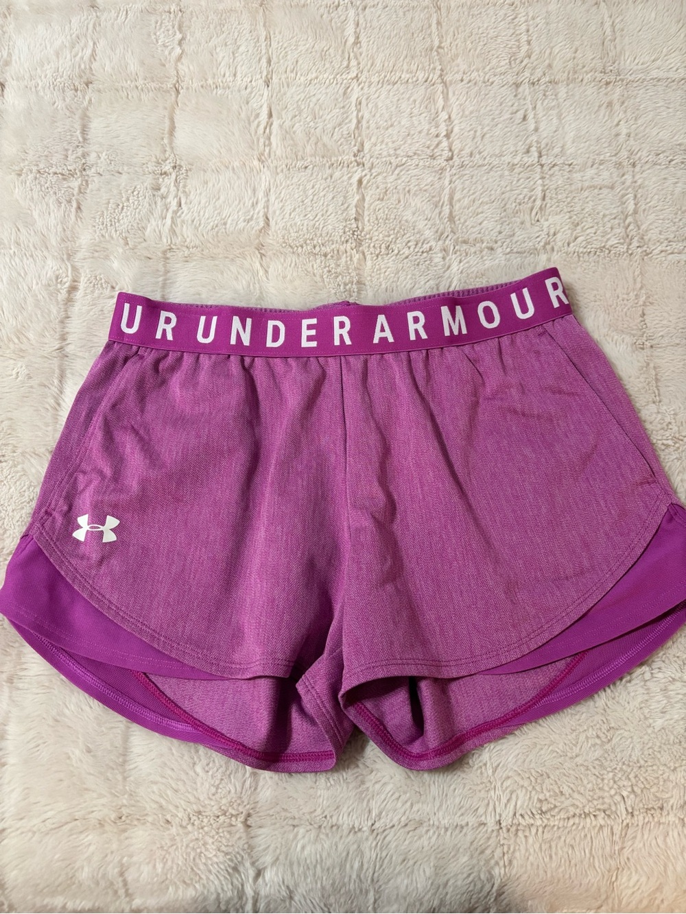 Under Armour Women's Magenta Training Shorts with Branded Waistband